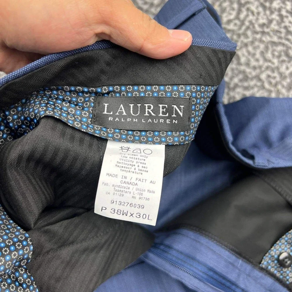 Lauren Ralph Lauren Dress Pants Men 38x30 Blue Slacks Pockets Wool Blend